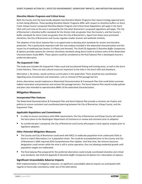 Volume 2: Draft Gorst Planned Action Environmental Impact Statement