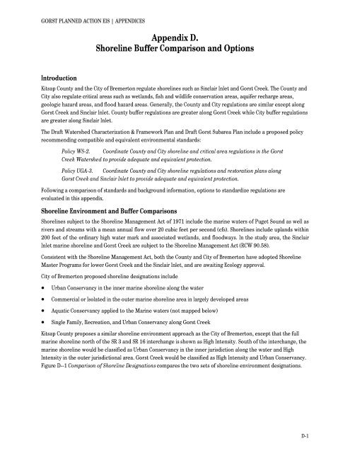 Volume 2: Draft Gorst Planned Action Environmental Impact Statement