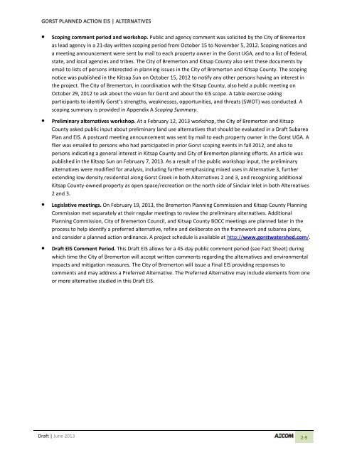 Volume 2: Draft Gorst Planned Action Environmental Impact Statement