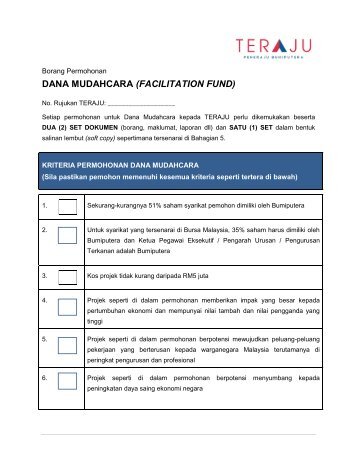 DANA MUDAHCARA (FACILITATION FUND) - TERAJU