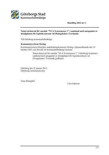 Handling 2012 nr 4 NaturvÃ¥rdsavtal fÃ¶r omrÃ¥de "NVA ... - GÃ¶teborg