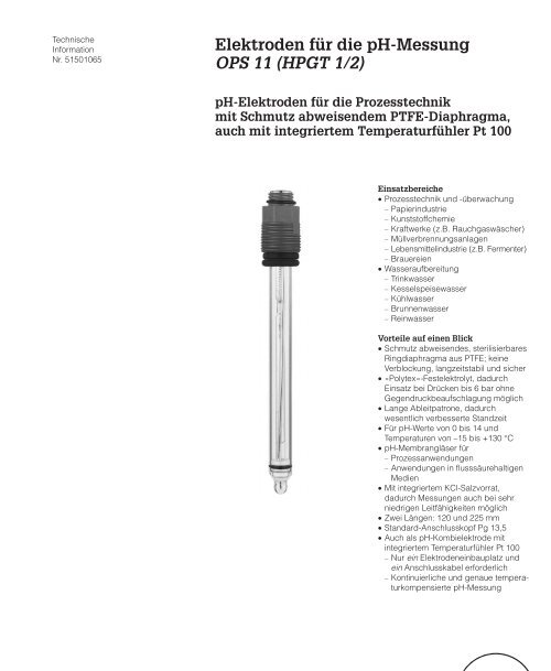 Datenblatt pH-Elektrode OPS 11