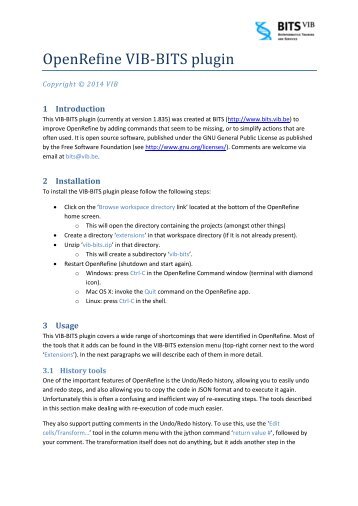 OpenRefine VIB-BITS plugin - Bits.vib.be