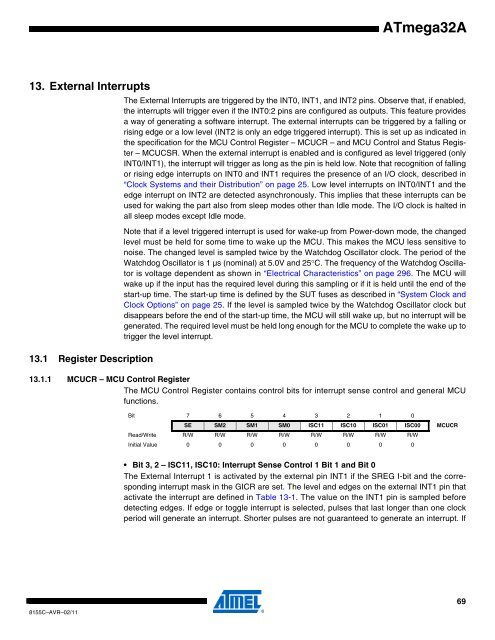 ATmega32A Datasheet - Sunrom Technologies