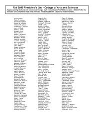 Fall 2008 President's List - College of Arts and Sciences