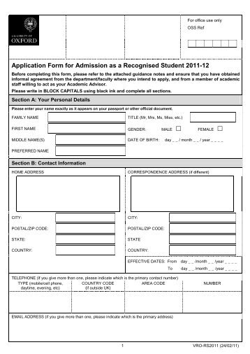 Application Form - African Studies Centre - University of Oxford
