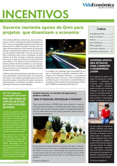 veja aqui pdf da newsletter - Newsletter Incentivos - Vida EconÃ³mica
