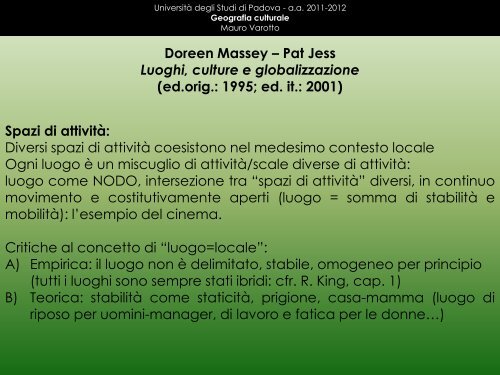 LUOGHI - Lettere e Filosofia - UniversitÃ  degli Studi di Padova