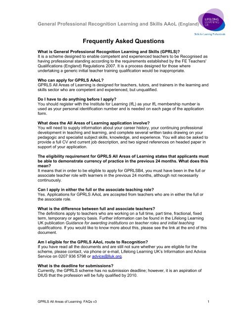 Gprls-Aaol-Faqs-Final V3 - Standards Verification Uk