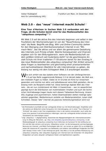 Web 2.0 - das "neue" Internet macht Schule - Hessen