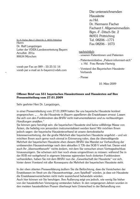 Die Unterzeichnenden Hausarzte Internist Allgemeinmedizin