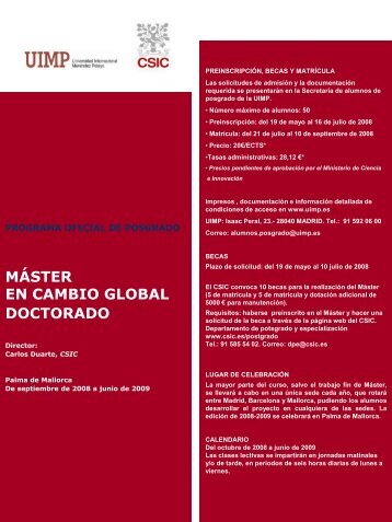 Master/Doctorado en Cambio Global (UIMP ... - Red IbÃ©rica MM5
