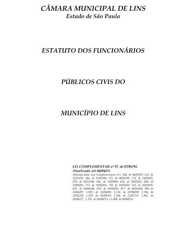ESTATUTO DOS FUNCIONÃRIOS - CÃ¢mara Municipal de Lins