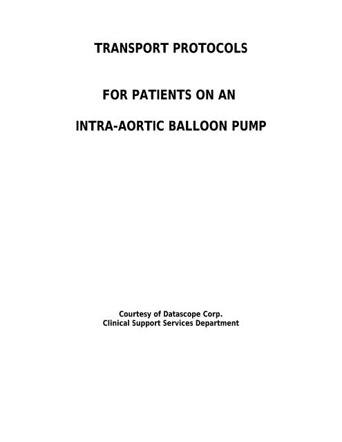 protocol for transport of patients on an intra - MAQUET Cardiac Assist