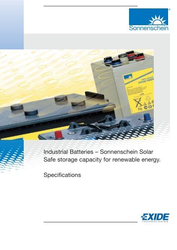 Industrial Batteries â Sonnenschein Solar Safe ... - Wind & Sun Ltd.