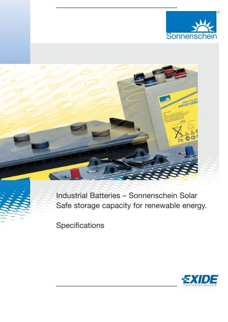 Industrial Batteries â Sonnenschein Solar Safe ... - Wind & Sun Ltd.