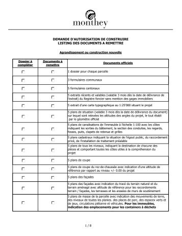 DEMANDE D'AUTORISATION DE CONSTRUIRE ... - Monthey