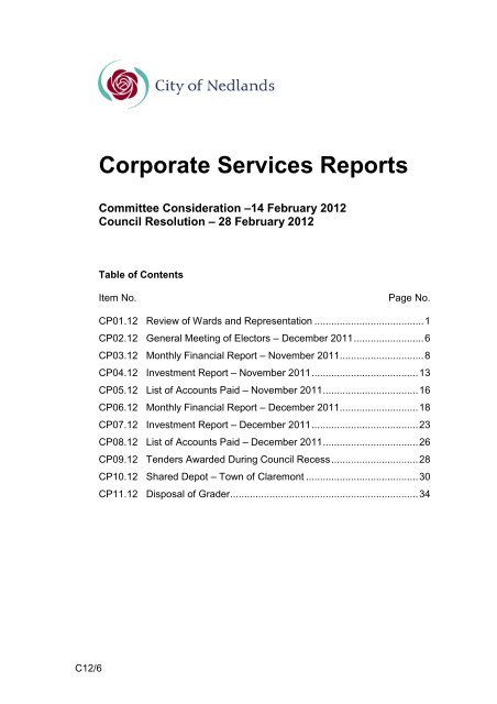 C12 6 Draft - CPS Report - 2012 - City of Nedlands