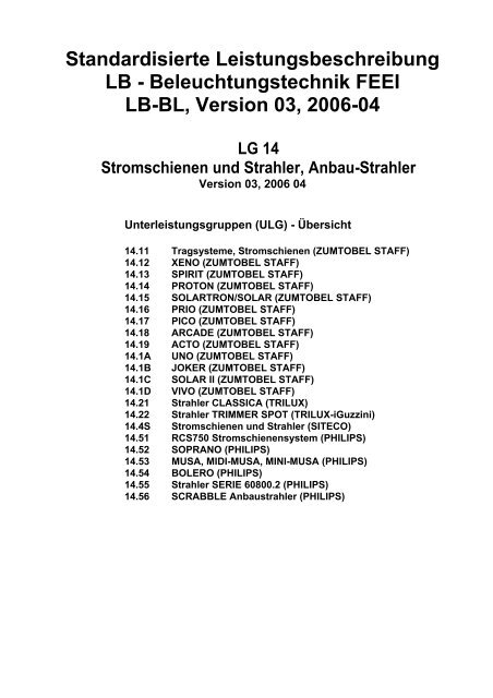 Standardisierte Leistungsbeschreibung LB  - FEEI