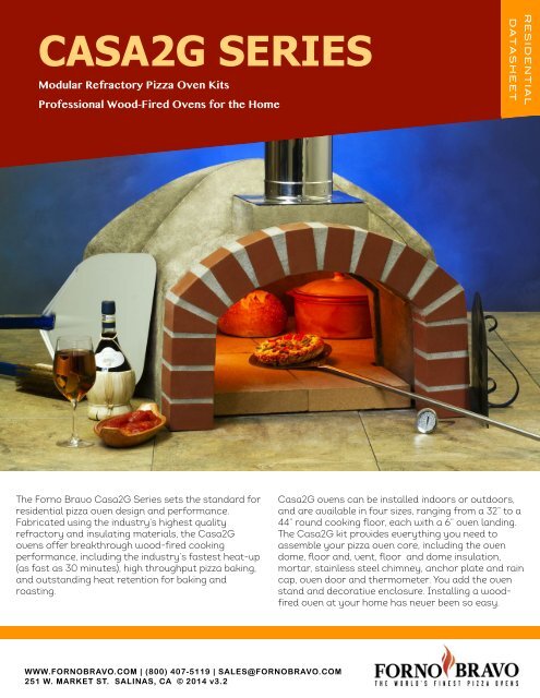 Casa2G Series Specification Sheet - Forno Bravo