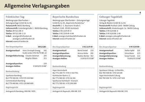 Mediadaten Tageszeitungen 2011 - inFranken.de