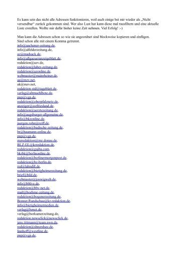 Es kann sein das nicht alle Adressen funktionieren ... - Wake News