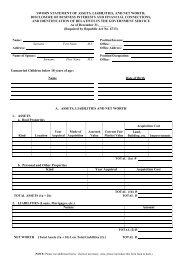 Sworn Statement of Assets, Liabilities, and Net Worth, Disclosure of ...