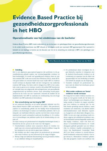 Evidence Based Practice bij gezondheidszorgprofessionals ... - Zuyd