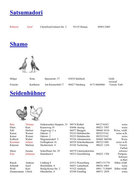 Das Züchter- und Rasseverzeichnis des Verbandes Bayerischer ...