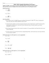 MAC 2233: Sample Questions for Exam 3