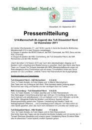 Pressemitteilung U14-Mannschaft (B-Jugend) - TuS Düsseldorf Nord