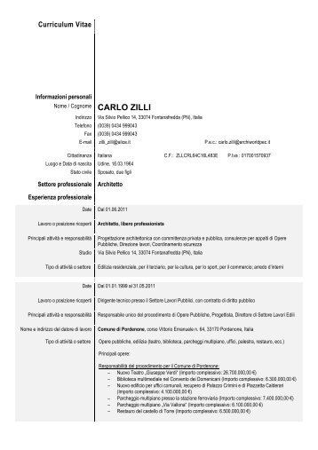 CV arch. Carlo Zilli