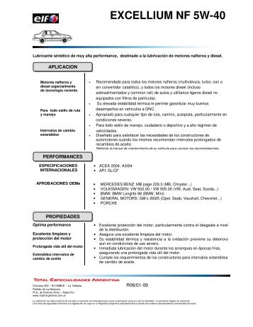 EXCELLIUM NF 5W-40 - Distribuidor de Autopartes Zona Norte