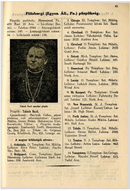 (+ adatok az USA-bÃ³l): 1935 - Byzantinohungarica - GÃ¶rÃ¶g Katolikus ...
