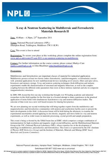 X-ray & Neutron Scattering in Multiferroic and Ferroelectric Materials ...