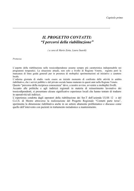 IL PROGETTO CONTATTI - Dronet