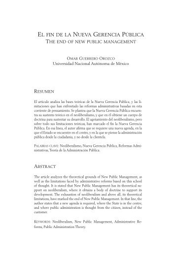 EL FIN DE LA NUEVA GERENCIA PÃºBLICA - Dr. Omar Guerrero ...