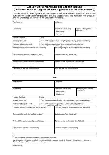 Gesuch um Vorbereitung der Eheschliessung - Domat/Ems
