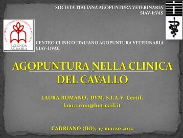 Agopuntura nella clinica del cavallo - SIAV