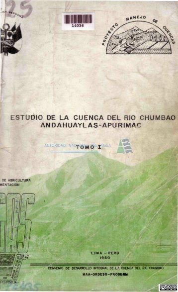 estudio de la cuenca del rio chumbao andahuaylas-apurimac tomo i
