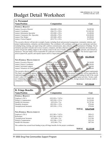 Budget Detail Worksheet - Office of Juvenile Justice and ...