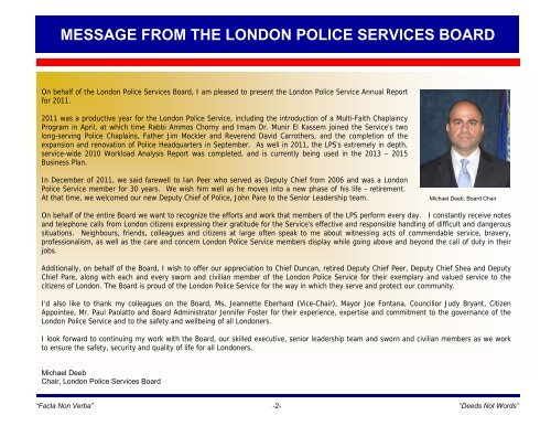 2011 ANNUAL REPORT - London Police Service - City of London