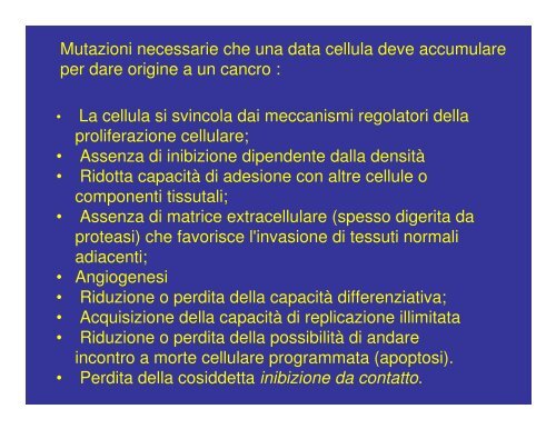 LA MALATTIA NEOPLASTICA: concetti generali ... - Oncologia Rimini