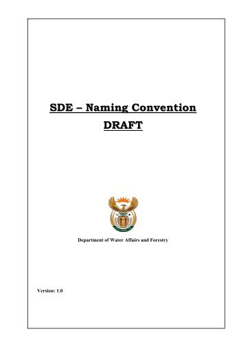 Naming Convention SDE - Department of Water Affairs and Forestry