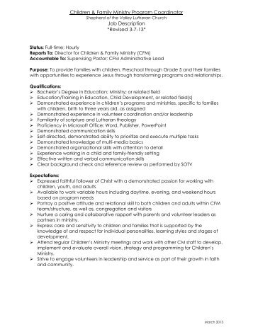 Coordinator Job Description Sample