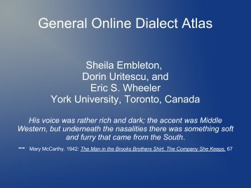 General Online Dialect Atlas - YorkSpace - York University