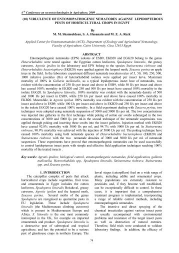 Virlulence of entomopathogenic nematodes against