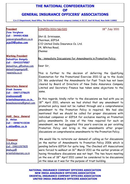 Letter to GIPSA on amendments in promotion policy - niaoa!