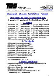 Ehrentafel - Chronik: TuS Hiltrup - Fußball Ehrungen: ab 1961 ...