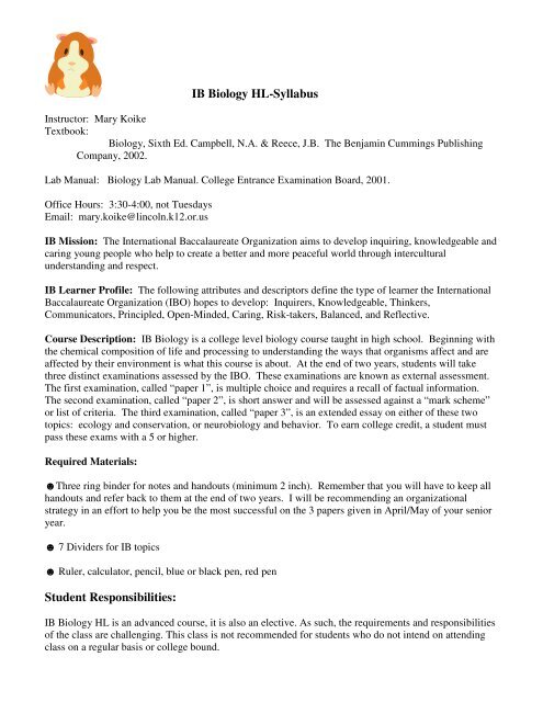 IB Biology HL Syllabus Student Responsibilities ib-biology-hl-syllabus-student-responsibilities